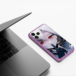 Чехол iPhone 11 Pro матовый Genshin Impact Арлекино smile quiet, цвет: 3D-фиолетовый — фото 2