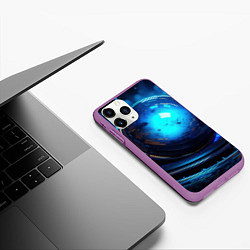 Чехол iPhone 11 Pro матовый Кислотная синяя яркая неоновая абстракция, цвет: 3D-фиолетовый — фото 2