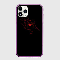 Чехол iPhone 11 Pro матовый Взгляд Макимы человек бензопила, цвет: 3D-фиолетовый