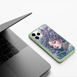Чехол iPhone 11 Pro матовый Морская русалка, цвет: 3D-салатовый — фото 2