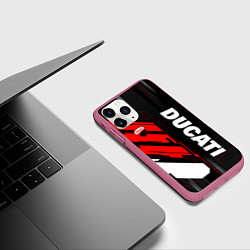 Чехол iPhone 11 Pro матовый Ducati - красный технологический, цвет: 3D-малиновый — фото 2