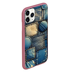 Чехол iPhone 11 Pro матовый Denim patchwork - ai art, цвет: 3D-малиновый — фото 2