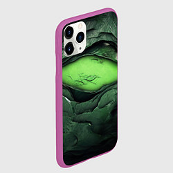 Чехол iPhone 11 Pro матовый Разрез на зеленой абстракции, цвет: 3D-фиолетовый — фото 2