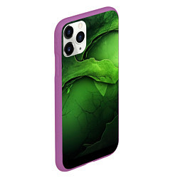 Чехол iPhone 11 Pro матовый Зеленая яркая абстрактная текстура, цвет: 3D-фиолетовый — фото 2