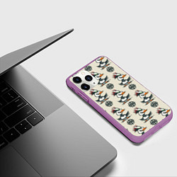 Чехол iPhone 11 Pro матовый Гусь взъерошенный и знак, цвет: 3D-фиолетовый — фото 2