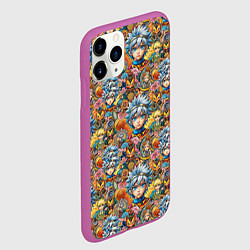 Чехол iPhone 11 Pro матовый Аниме паттерн, цвет: 3D-фиолетовый — фото 2