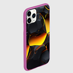 Чехол iPhone 11 Pro матовый Разлом черных плит и оранжевая лава, цвет: 3D-фиолетовый — фото 2