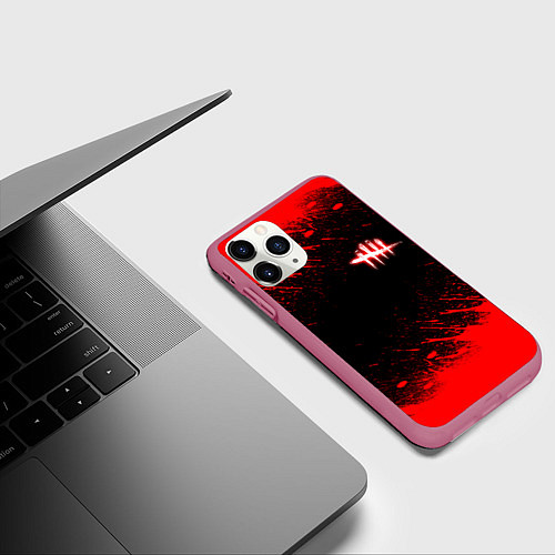 Чехол iPhone 11 Pro матовый Dead by daylight огненный / 3D-Малиновый – фото 3
