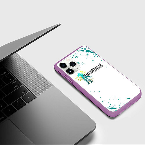 Чехол iPhone 11 Pro матовый Final fantasy неон / 3D-Фиолетовый – фото 3