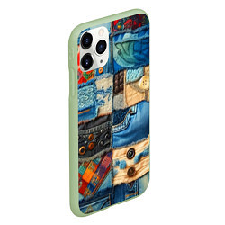 Чехол iPhone 11 Pro матовый Vanguard denim patchwork - ai art, цвет: 3D-салатовый — фото 2