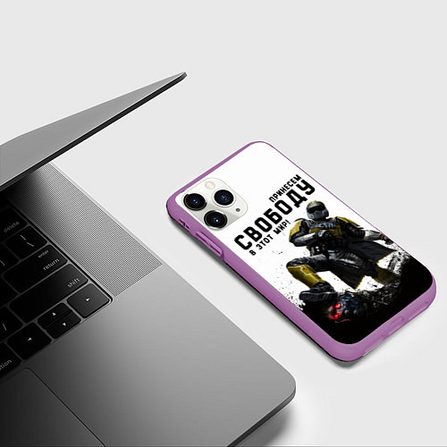Чехол iPhone 11 Pro матовый Helldivers 2: Свобода / 3D-Фиолетовый – фото 3