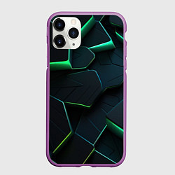 Чехол iPhone 11 Pro матовый Abstract dark green geometry style, цвет: 3D-фиолетовый