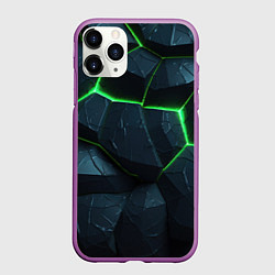 Чехол iPhone 11 Pro матовый Abstract dark green geometry style, цвет: 3D-фиолетовый
