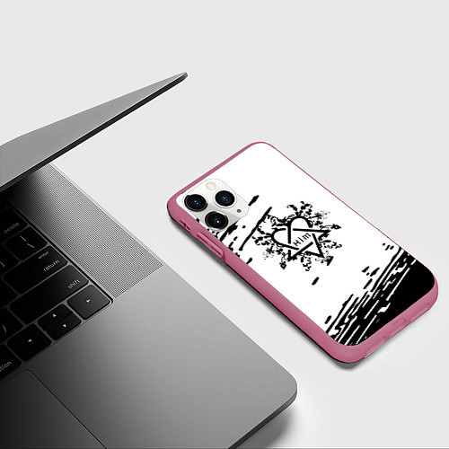 Чехол iPhone 11 Pro матовый Him метал / 3D-Малиновый – фото 3