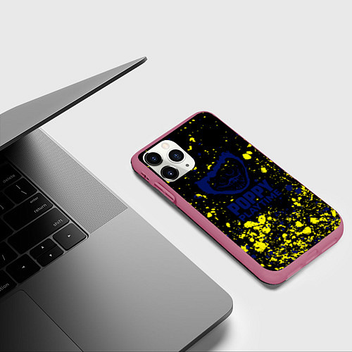Чехол iPhone 11 Pro матовый Poppy Playtime хоррор / 3D-Малиновый – фото 3