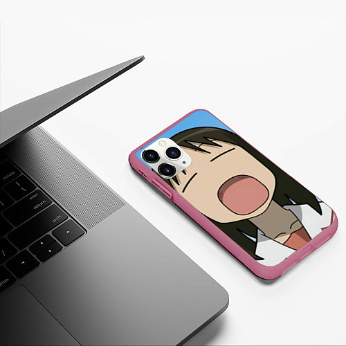 Чехол iPhone 11 Pro матовый Azumanga Daioh Аюму Касуга зевает / 3D-Малиновый – фото 3