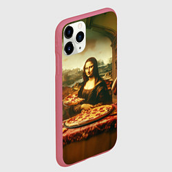 Чехол iPhone 11 Pro матовый Мона Лиза и большая пицца сюрреализм, цвет: 3D-малиновый — фото 2