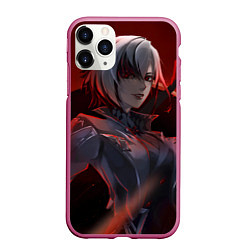 Чехол iPhone 11 Pro матовый Genshin Impact Арлекино red, цвет: 3D-малиновый