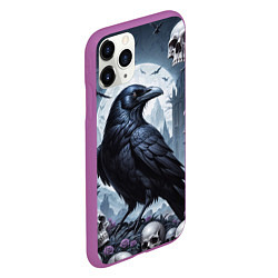 Чехол iPhone 11 Pro матовый Ворон некромант, цвет: 3D-фиолетовый — фото 2