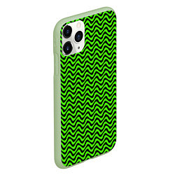 Чехол iPhone 11 Pro матовый Искажённые полосы кислотный зелёный, цвет: 3D-салатовый — фото 2