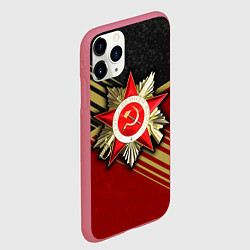 Чехол iPhone 11 Pro матовый Великая отечественная - бордовый и золото, цвет: 3D-малиновый — фото 2