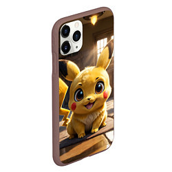 Чехол iPhone 11 Pro матовый Пикачу сидит в комнате, цвет: 3D-коричневый — фото 2