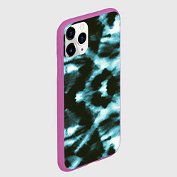 Чехол iPhone 11 Pro матовый Тай дай синий, цвет: 3D-фиолетовый — фото 2