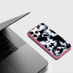Чехол iPhone 11 Pro матовый Серый тай дай, цвет: 3D-малиновый — фото 2