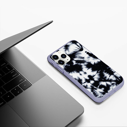 Чехол iPhone 11 Pro матовый Серый тай дай / 3D-Светло-сиреневый – фото 3