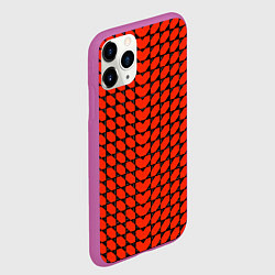 Чехол iPhone 11 Pro матовый Красные лепестки шестиугольники, цвет: 3D-фиолетовый — фото 2