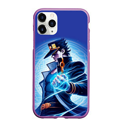 Чехол iPhone 11 Pro матовый Jotaro Kujo - neon glow fantasy, цвет: 3D-фиолетовый