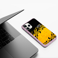 Чехол iPhone 11 Pro матовый KTM - оранжевые разломы, цвет: 3D-розовый — фото 2