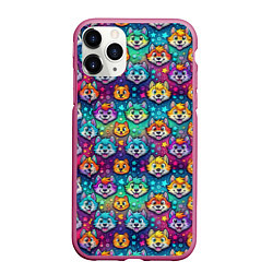 Чехол iPhone 11 Pro матовый Furry color anime animal faces, цвет: 3D-малиновый