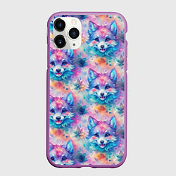 Чехол iPhone 11 Pro матовый Фурри мордочки волчонка, цвет: 3D-фиолетовый