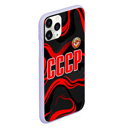 Чехол iPhone 11 Pro матовый СССР - red stripes, цвет: 3D-светло-сиреневый — фото 2