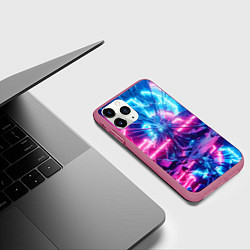 Чехол iPhone 11 Pro матовый Разбитая неоновая вывеска - мегаполис, цвет: 3D-малиновый — фото 2