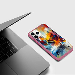 Чехол iPhone 11 Pro матовый Абстрактные фигуры, цвет: 3D-малиновый — фото 2