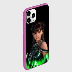 Чехол iPhone 11 Pro матовый Stellar Blade зеленое пламя, цвет: 3D-фиолетовый — фото 2