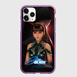 Чехол iPhone 11 Pro матовый Stellar Blade black red background, цвет: 3D-фиолетовый