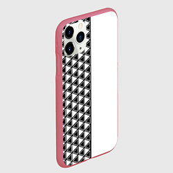 Чехол iPhone 11 Pro матовый Чёрные треугольники на белом фоне, цвет: 3D-малиновый — фото 2