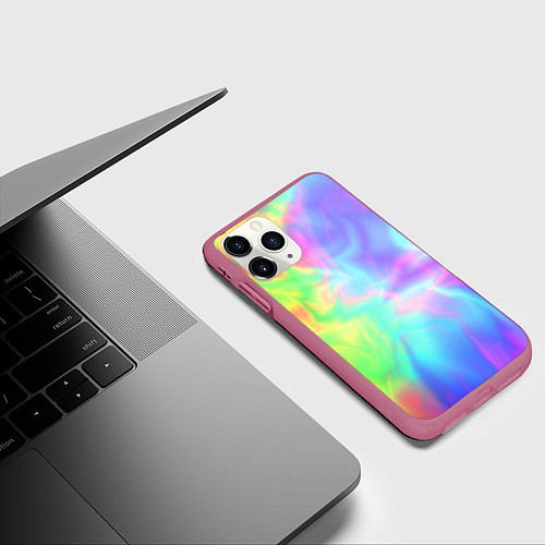 Чехол iPhone 11 Pro матовый Яркий тай-дай абстракция / 3D-Малиновый – фото 3