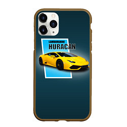 Чехол iPhone 11 Pro матовый Спортивная итальянская машина Lamborghini Huracan, цвет: 3D-коричневый