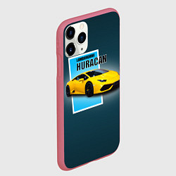 Чехол iPhone 11 Pro матовый Спортивная итальянская машина Lamborghini Huracan, цвет: 3D-малиновый — фото 2