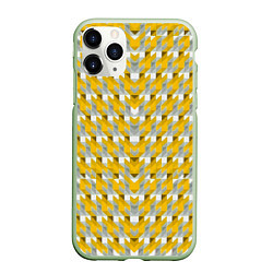 Чехол iPhone 11 Pro матовый Жёлто-белый паттерн, цвет: 3D-салатовый