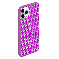 Чехол iPhone 11 Pro матовый Розово-белый паттерн, цвет: 3D-фиолетовый — фото 2