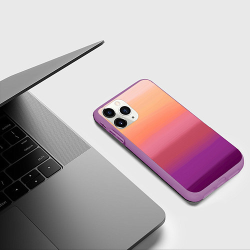 Чехол iPhone 11 Pro матовый Абстракция градиент на закате дня / 3D-Фиолетовый – фото 3