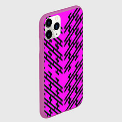 Чехол iPhone 11 Pro матовый Чёрные полосы на розовом фоне, цвет: 3D-фиолетовый — фото 2