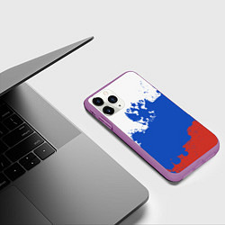 Чехол iPhone 11 Pro матовый Российский триколор и герб, цвет: 3D-фиолетовый — фото 2