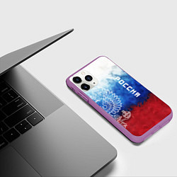 Чехол iPhone 11 Pro матовый Герб России и флаг, цвет: 3D-фиолетовый — фото 2