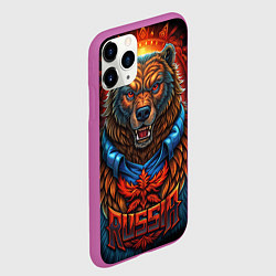 Чехол iPhone 11 Pro матовый Военный русский медведь, цвет: 3D-фиолетовый — фото 2